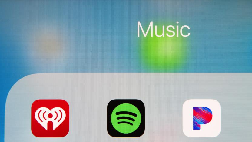 Popular music listening apps on iPad screen