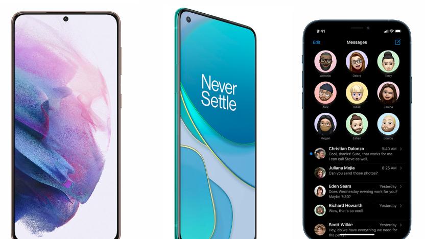 Samsung Galaxy S21+ vs. OnePlus 8T vs. iPhone 12 Pro