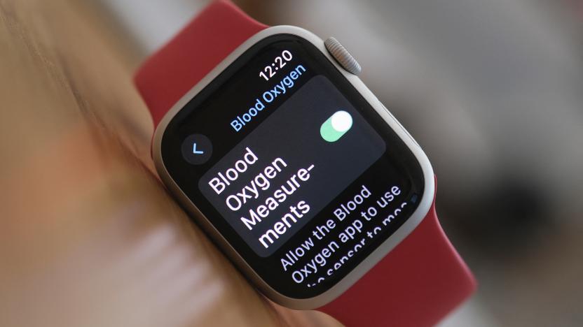 This illustration photo shows an Apple Watch 9 displaying the blood-oxygen level detection settings, in Los Angeles on December 26, 2023. Apple said on December 26 it will appeal a US import ban on its latest smartwatch models after the Biden administration opted to not veto a ruling on patent infringements.
The United States International Trade Commission (ITC) decided in October to ban the Apple Watch models over a patented technology for detecting blood-oxygen levels. (Photo by Chris DELMAS / AFP) (Photo by CHRIS DELMAS/AFP via Getty Images)