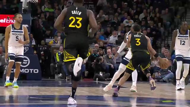 Jordan Poole with an and one vs the Minnesota Timberwolves