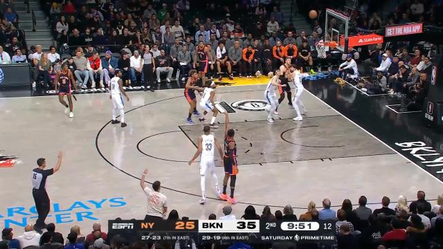 RJ Barrett with a 3-pointer vs the Brooklyn Nets