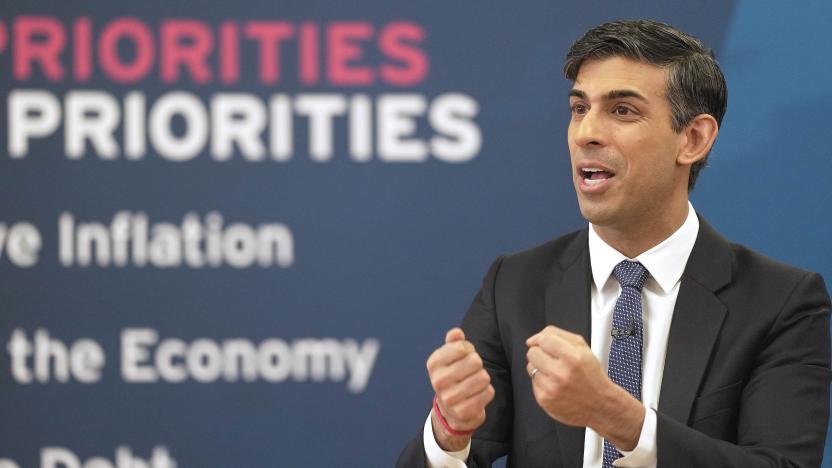 CHELMSFORD, ENGLAND - MARCH 27: UK Prime Minister Rishi Sunak speaks to an audience as he attends a Q&A session during a Connect event on March 27, 2023 in Chelmsford, England. (Photo Kin Cheung - WPA Pool/Getty Images)