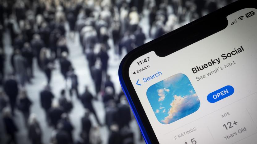 The Bluesky social media app logo is seen on a mobile device in this photo illustration in Warsaw, Poland on 21 April, 2023. Founder Jack Dorsey of twitter has released the Bluesky application on Android. (Photo by Jaap Arriens/NurPhoto via Getty Images)