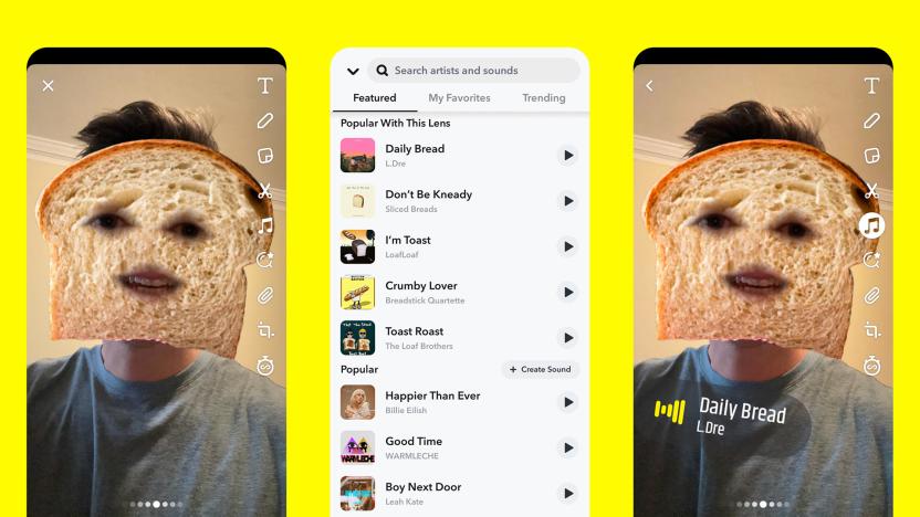 Snapchat Sounds Recommendations for Lenses