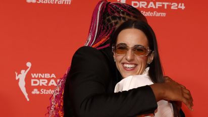 Getty Images - NEW YORK, NEW YORK - APRIL 15: (L-R) Aliyah Boston hugs Caitlin Clark prior to the 2024 WNBA Draft at Brooklyn Academy of Music on April 15, 2024 in New York City. (Photo by Sarah Stier/Getty Images)