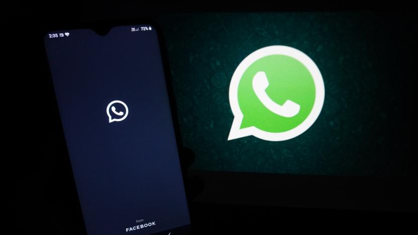 The logo of the messenger app WhatsApp is seen on the screen of a smartphone in New Delhi, India on May 27, 2021. WhatsApp has filed a legal complaint in Delhi against the government seeking to block regulations coming into force from Wednesday that experts say would compel the California-based Facebook unit to break privacy protections, according to Reuters sources. (Photo by Mayank Makhija/NurPhoto via Getty Images)