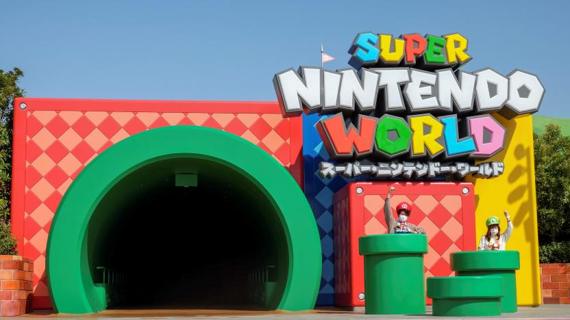 General view shows the entrance gate of Super Nintendo World, a new attraction area featuring the popular video game character Mario which is set to open to public on March 18, during a press preview at the Universal Studios Japan theme park in Osaka, western Japan, March 17, 2021. Picture taken March 17, 2021. REUTERS/Irene Wang