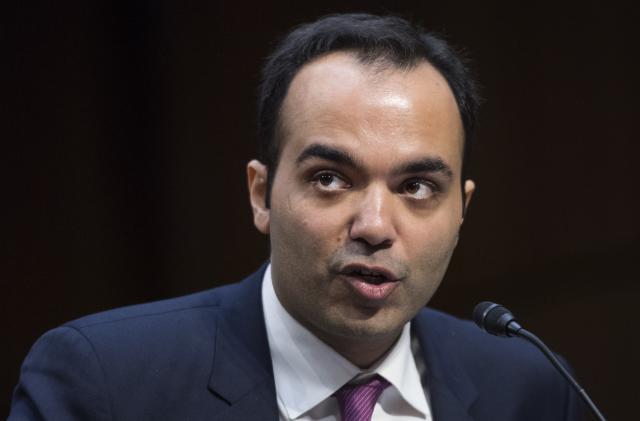 UNITED STATES - FEBRUARY 14: Rohit Chopra, nominee to serve on the Federal Trade Commission, testifies during a Senate Commerce, Science, and Transportation Committee confirmation hearing in Hart Building on February 14, 2018. (Photo By Tom Williams/CQ Roll Call)