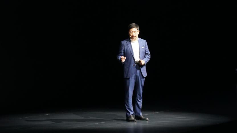 SHANGHAI, CHINA - NOVEMBER 25: Richard Yu Chengdong, CEO of Huawei's consumer business group, unveils premium tablet MatePad series during a launch event at Shanghai U+ Fashion Art Center on November 25, 2019 in Shanghai, China. (Photo by Huanqiu.com/VCG via Getty Images)