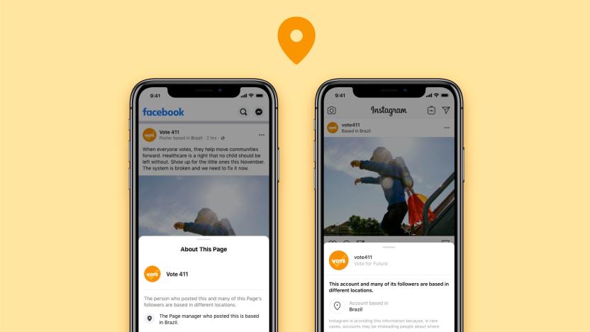 Facebook and Instagram are introducing new location labels to fight election meddling.