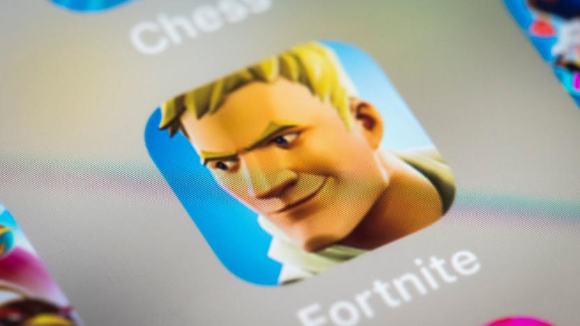 This illustration picture shows the video game Fortnite app logo displayed by a tablet in Paris, on February 18, 2019. (Photo by Lionel BONAVENTURE / AFP)        (Photo credit should read LIONEL BONAVENTURE/AFP/Getty Images)