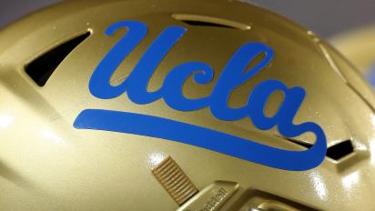 Getty Images - TUCSON, AZ - NOVEMBER 04: UCLA Bruins football helmet logo during a football game between the UCLA Bruins and the University of Arizona Wildcats on November 4, 2023 at Arizona Stadium in Tucson, AZ. (Photo by Christopher Hook/Icon Sportswire via Getty Images)