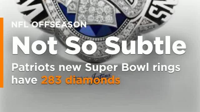 Patriots show off new Super Bowl championship rings and, of course, there's a 28-3 reference