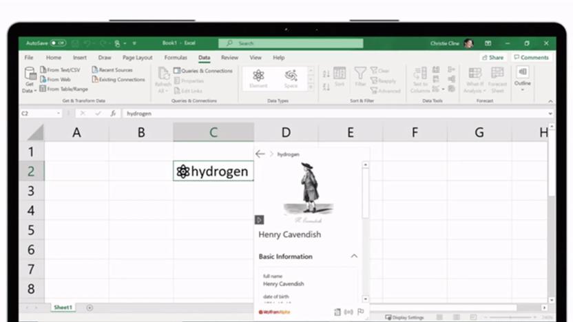 Microsoft Excel custom live data types in a spreadsheet