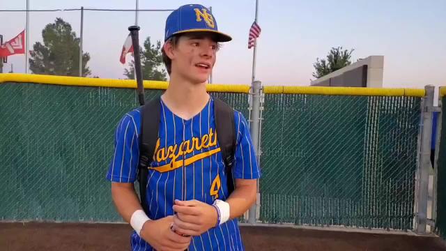 Nazareth's Luke Schulte on his leadoff triple and resulted in the first run of the game