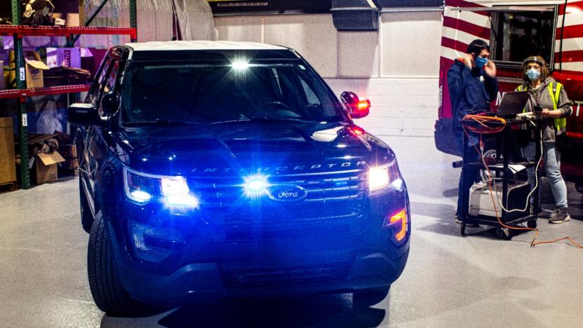 Ford uses heat to disinfect police vehicles.