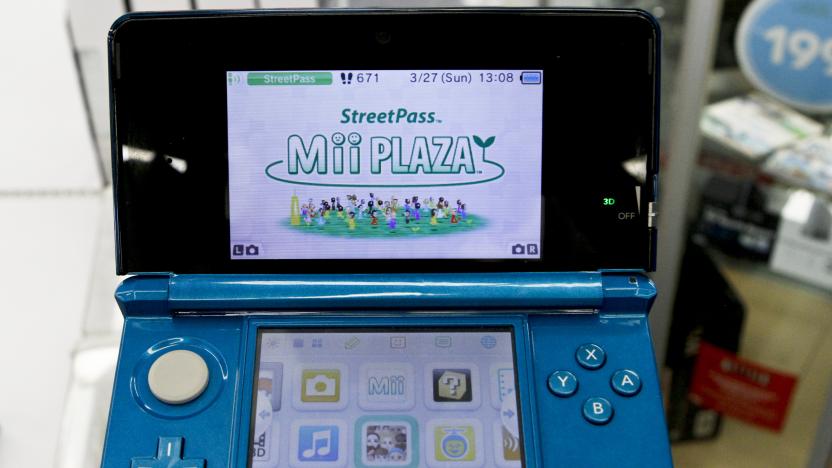 A closeup of the new 3D capable handheld Nintendo 3DS at Toys R Us in Culver City on March 27, 2011