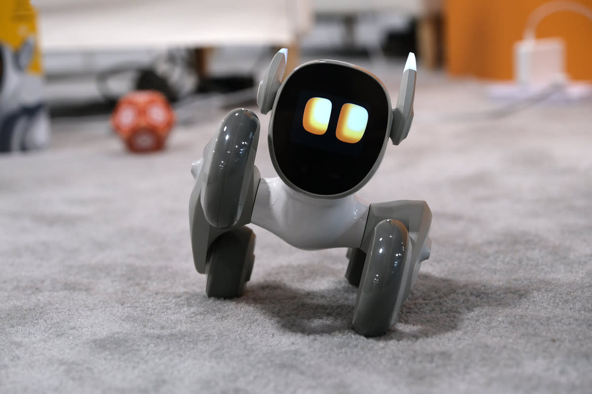 The Loona pet robot is pictured on the show floor at CES