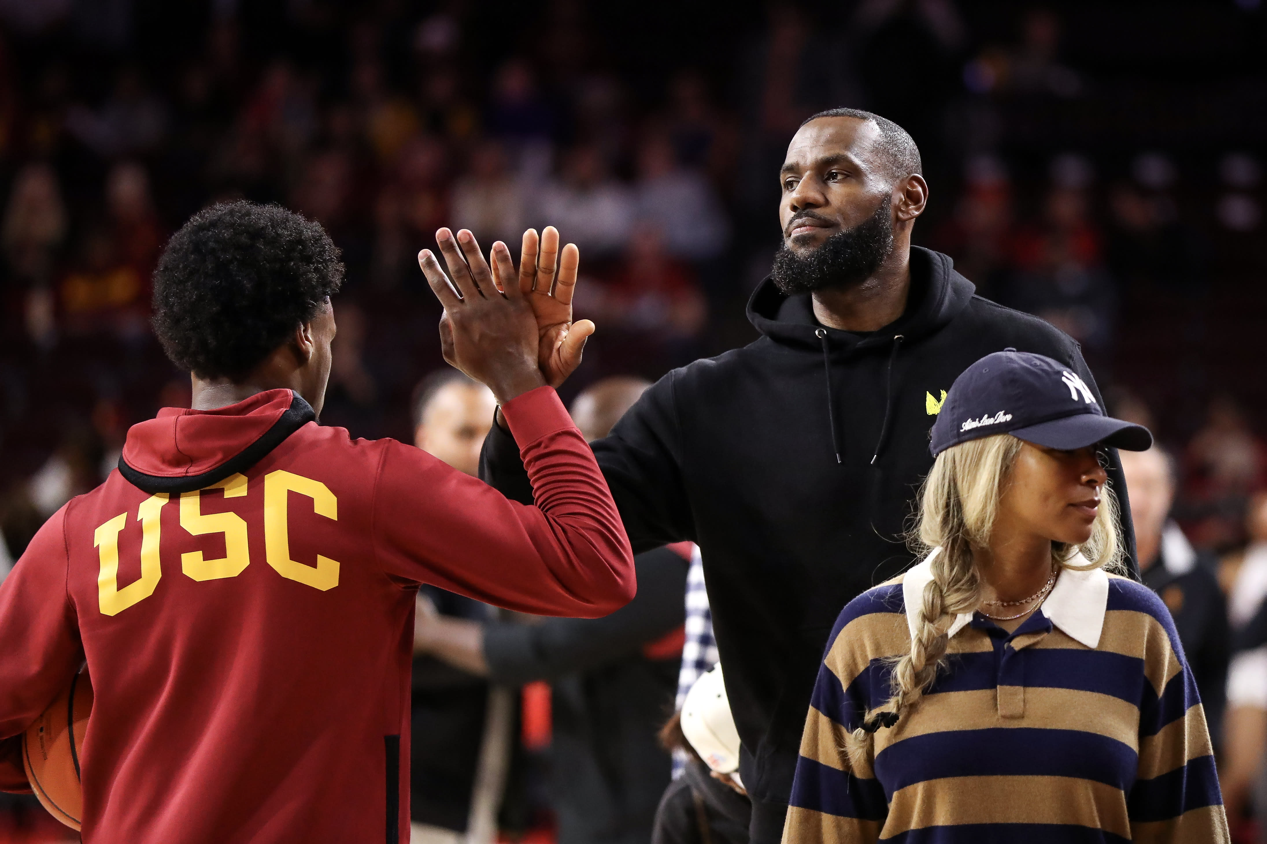 LeBron James was every sports dad watching Bronny play during postgame media scrum