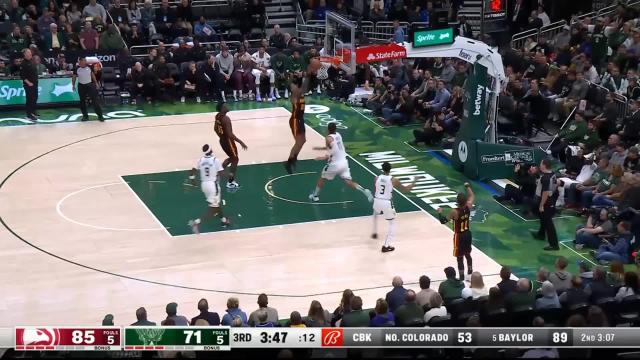 John Collins with an alley oop vs the Milwaukee Bucks