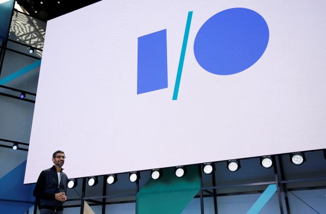 Google CEO Sundar Pichai speaks on stage during the annual Google I/O developers conference in San Jose, California, U.S., May 17, 2017. REUTERS/Stephen Lam