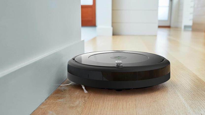 A robot vacuum in action.