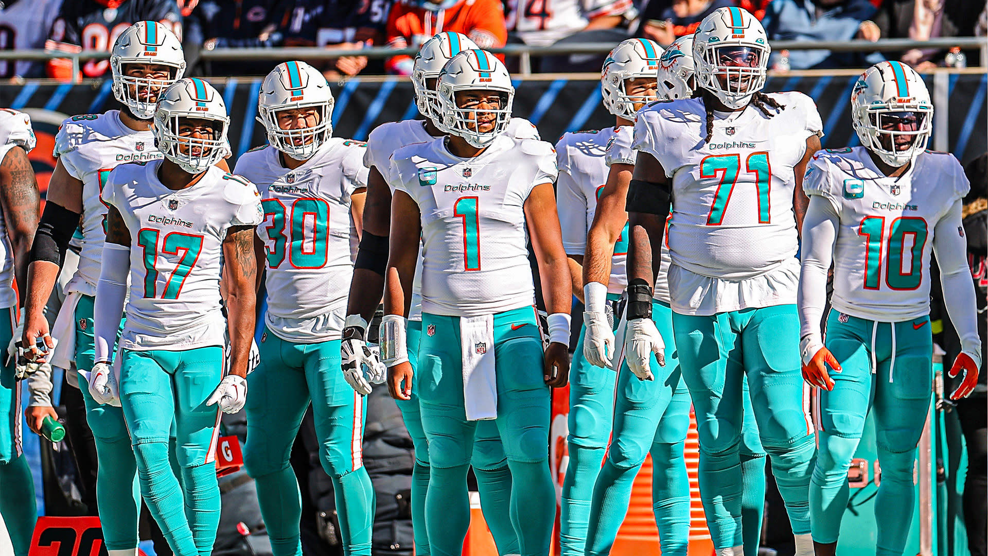 Jaylen Waddle of the Miami Dolphins runs downfield during an NFL