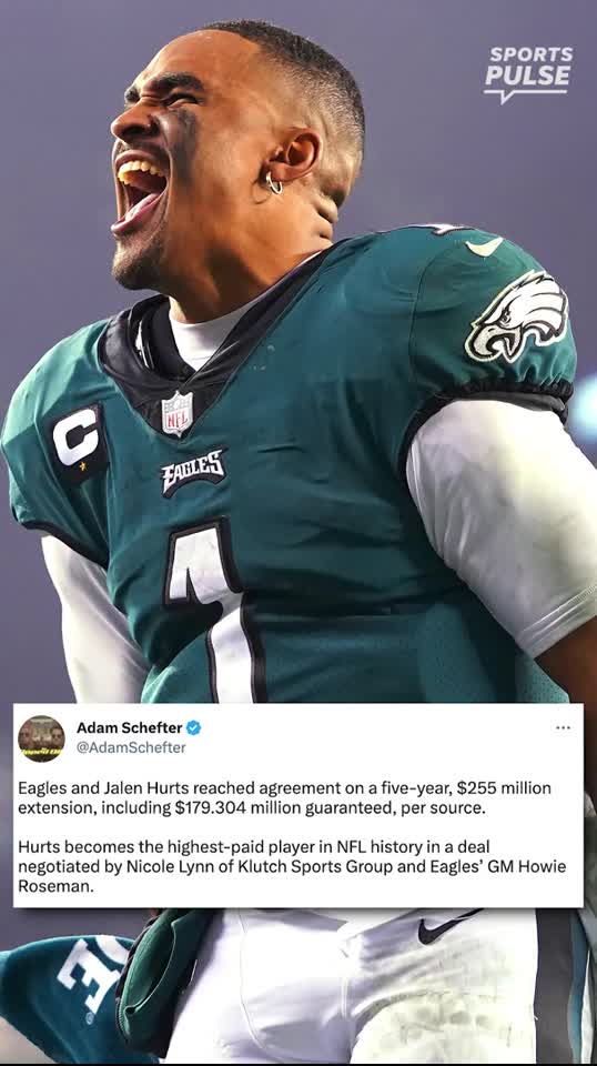 Jalen Hurts: Quarterback signs record-breaking five-year extension with  Philadelphia Eagles; reportedly highest-paid player in NFL history