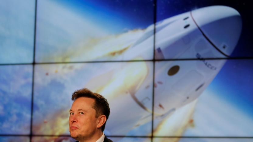 SpaceX founder and chief engineer Elon Musk reacts during a post-launch news conference to discuss the SpaceX Crew Dragon astronaut capsule in-flight abort test at the Kennedy Space Center in Cape Canaveral, Florida, U.S. January 19, 2020. REUTERS/Joe Skipper     TPX IMAGES OF THE DAY