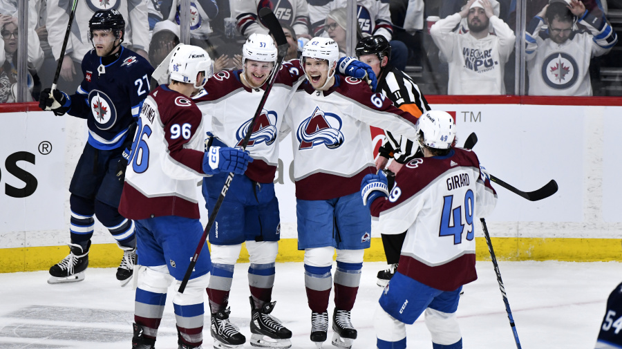 Associated Press - Mikko Rantanen scored his first two goals of the playoffs in the third period, leading the Colorado Avalanche to a 6-3 victory over the Winnipeg Jets on Tuesday night that clinched