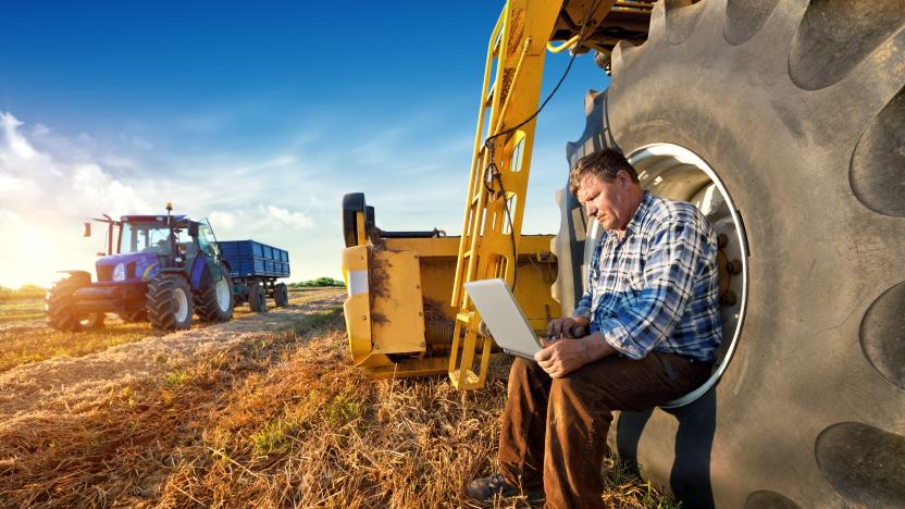 Farmer and laptop