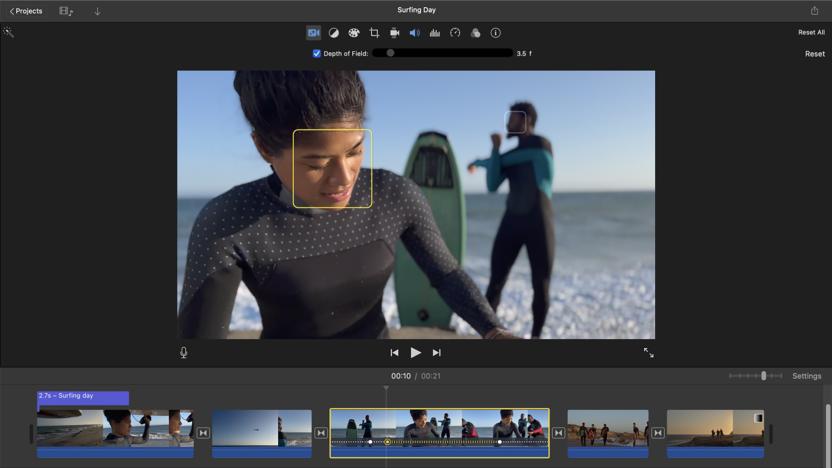 iMovie for Mac editing Cinematic Mode video from iPhone 13