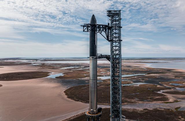 SpaceX Starship Super Heavy on launch pad