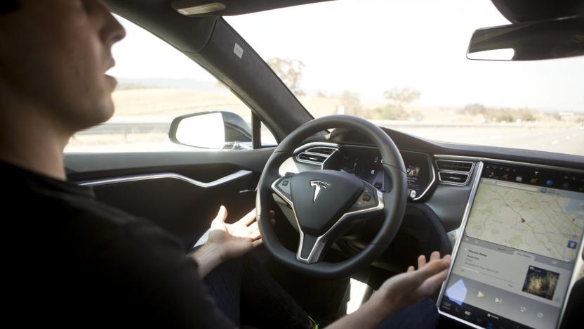 New Autopilot features are demonstrated in a Tesla Model S during a Tesla event in Palo Alto, California October 14, 2015. REUTERS/Beck Diefenbach