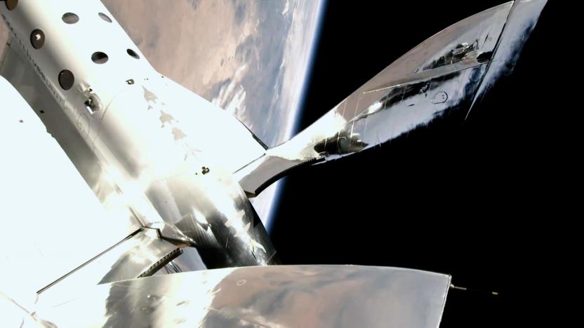 Virgin Galactic SpaceShipTwo in space during Unity 22 mission