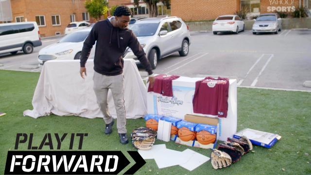 Calvin Ridley shares his love of movies, donates a brand new big screen and sporting equipment for local boys foster home | Play It Forward