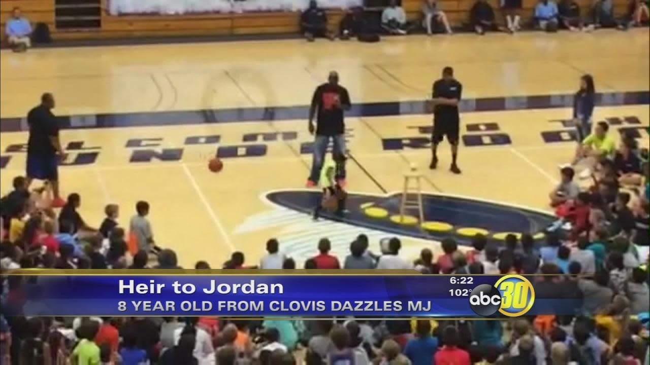 Clovis Girl Shows Michael Jordan Her Basketball Skills [video]