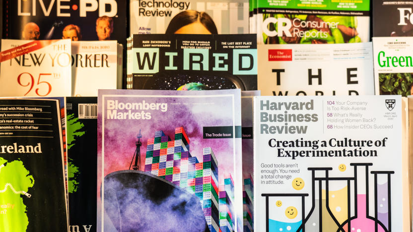 SAN JOSE, UNITED STATES - 2020/02/25: Various business magazines, including  The Economist, Harvard Business Review, Bloomberg Markets and The New Yorker seen at a newsstand at Norman Y. Mineta San Jose International Airport. (Photo by Alex Tai/SOPA Images/LightRocket via Getty Images)