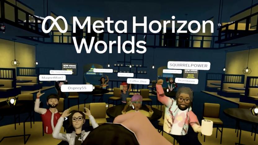 A screenshot of Meta Horizon Worlds virtual reality experience.