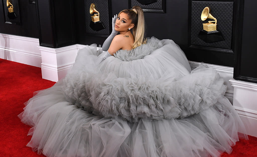 Ariana Grande’s Dramatic Grammys Look Has Cinderella Vibes