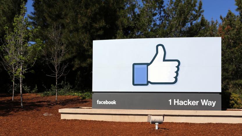 Menlo Park, CA, USA – March 18, 2014: A sign at the entrance to the Facebook World Headquarters located in Menlo Park. Facebook is a popular online social networking service.