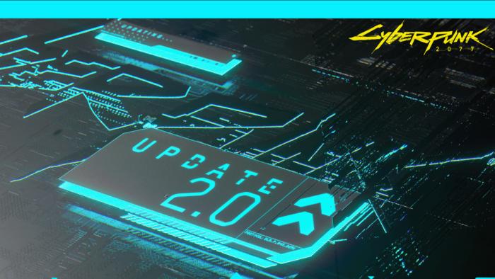 A promotional image showing the Cyberpunk 2077 logo and "Update 2.0."