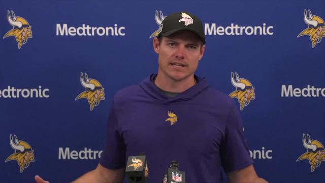 Vikings coach Kevin O'Connell reacts to first win of 2023 season