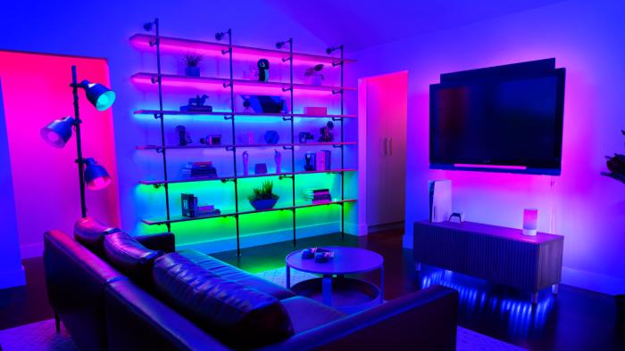 Razer RGB lighting effects filling a living room