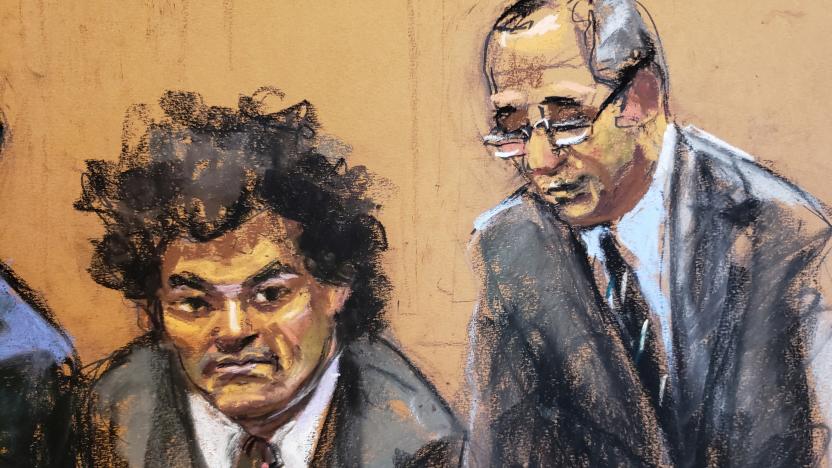 Defense attorney Mark Cohen, pleads "not guilty" for his client Sam Bankman-Fried, founder and former CEO of crypto currency exchange FTX, at his plea hearing in Manhattan federal court in New York City, U.S., January 3, 2023 in this courtroom sketch.    REUTERS/Jane Rosenberg