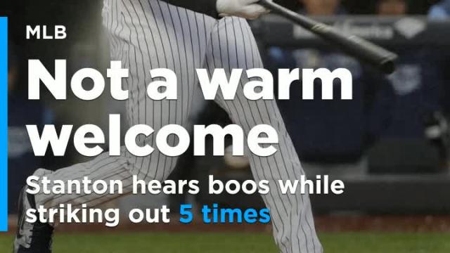 Giancarlo Stanton hears boos while striking out 5 times in Yankee Stadium debut