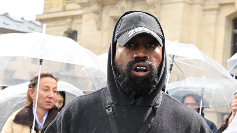 PARIS, FRANCE - OCTOBER 02: (EDITORIAL USE ONLY - For Non-Editorial use please seek approval from Fashion House) Kanye West attends the Givenchy Womenswear Spring/Summer 2023 show as part of Paris Fashion Week  on October 02, 2022 in Paris, France. (Photo by Stephane Cardinale - Corbis/Corbis via Getty Images)