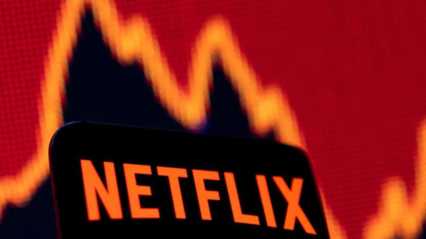 Smartphone with Netflix logo is seen in front of a stock graph in this illustration taken April 19, 2022. REUTERS/Dado Ruvic/Illustration