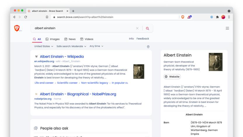 Brave browser using in-house search engine as default 
