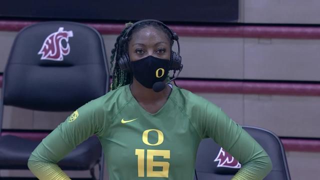 Gloria Mutiri credits Oregon's 'rhythm' in first victory of the season
